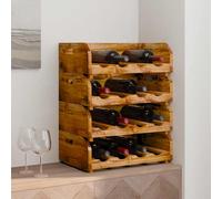 Casiers à Bouteilles 4 pcs de 16 Bouteilles Étagères Bois d'Acajou Massif vidaXL