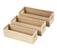 Casiers à poignées en bois à décorer Creotime - 25, 23 et 21,5 cm - 3 pcs Bruin
