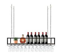 Casiers à vin 120cm Casier à verres à vin suspendu Casier à bouteilles vintage Porte-verre noir