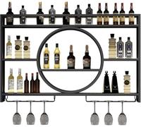 Casiers à Vin Muraux, Unité De Bar, étagères Flottantes, Porte-Bouteilles en Verre, Présentoir Moderne en Fer Métallique, Porte-vin, étagères De Bar Industri, Black, 100 * 15 * 80cm