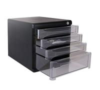 Casiers De Rangement De Bureau - Classeur en Plastique avec Tiroirs Verrouillables, Classeur De Documents A4, 4 Tiroirs, Armoire De Rangement Et D'archivage(Noir)