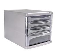 Casiers De Rangement De Bureau - Classeur en Plastique avec Tiroirs Verrouillables, Classeur De Documents A4, 4 Tiroirs, Armoire De Rangement Et D'archivage(Grigio)