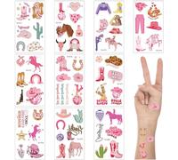 Casiler 10 Feuilles Cowgirl Rose Tatouages temporaires décorations de fête de fête Faux Autocollants de Tatouage rétro Tatouages imperméables Cowgirl Accessoire fête