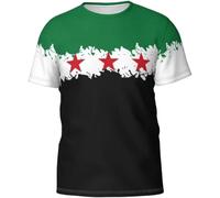 Casiler Drapeau Syrien T-Shirts Graphiques Drapeau Syrien Imprimé T-Shirts De Sport Mode Été Hauts pour Hommes Femmes Fans De Football Syrien