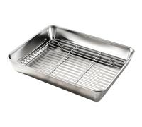 Casiler Ensemble De Plaques De Cuisson en Acier Inoxydable, Plat À Rôtir Rectangulaire Allant Au Four avec Grille pour Cuisson, Le Séchage Le Séchage des Aliments.