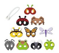Casiler Lot de 10 Masques en Papier avec Cordons Élastiques, Motif Insectes Printaniers, pour Déguisements, Fêtes d'anniversaire, Etc.