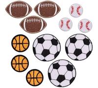 Casiler Lot de 12 Patchs Brodés pour Ballon De Sport, Basket-Ball, Football, Autocollants en Tissu, Emblème De Sport pour Vêtements, Robes, Chapeaux,