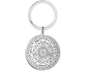 Casiler Porte-clés en Acier Inoxydable Représentant L'archange Métatron, Pendentif Sceau des Sept Archanges pour Collection De Bijoux Religieux De