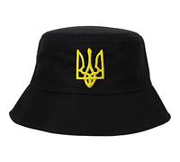 Casiler Seau Chapeaux Ukraine Motif Broderie Cap Emblème National Ukrainien Pêcheur Chapeau pour Randonnée Camping Voyager