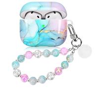 Casililor Coque en marbre pour Airpods 4 - Jolie coque esthétique compatible avec les Air Pods 4e génération (2024) - Coque pour filles - Rose et bleu
