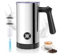 Casimhu Mousseur à Lait Électrique 4 en 1 avec Chauffe Lait et Mousse Chaude Froide, Commande par Boutons, Carafe en Acier Inoxydable à Nettoyage Facile pour Café Latte Cappuccino