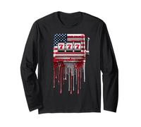 Casino Gambling Vegas Drapeau américain USA Drip Graffiti Lover Manche Longue