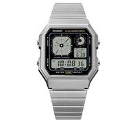 Casio A130WE-1AEF Montre Numérique Vintage Bracelet Acier Inox Argent/Noir