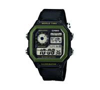 Casio - AE-1200WHB-1BVEF - Montre Homme - Quartz Analogique - Multi-Alarme/Temps Universel/Chronomètre/Compte à rebours - Bracelet Noir