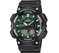 Casio AEQ-110W Series | Montre numérique | Noir | Vert | Illuminateur LED avec rémanence | Alarme | Heure Mondiale | Calendrier Automatique Complet