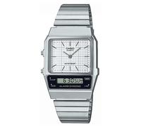 Casio Cadran Blanc Vintage À Double Affichage (32,1 Mm) / Acier AQ-800E-7AEF