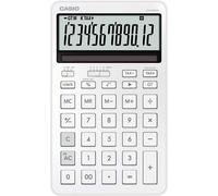 Casio Calculatrice de bureau JW-200DQ blanche, façade aluminium, 109 x 20,4 x 182 mm