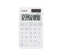Casio Calculatrice de poche SL-310YC - 10 chiffres - Grand écran - Etui de protection inclus - Blanc