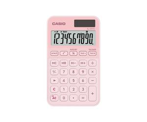 Casio Calculatrice de poche SL-310YC - 10 chiffres - Grand écran - Etui de protection inclus - Rose Clair