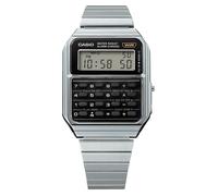 Casio Calculatrice Vintage Noir / Bracelet Acier Inoxydable CA-500WE-1AEF Montre