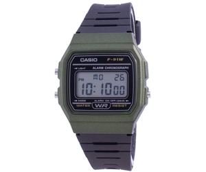 Casio Classic Cadran Vert Quartz Décontractée Bracelet en Résine F-91WM-3A Homme