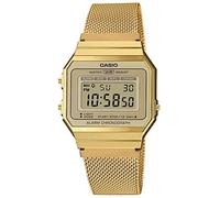 Casio D171 Montre à Quartz numérique Unisexe avec Bracelet en Acier Inoxydable pour Adulte, Maille dorée, 37.4×35.5×6mm, Bracelet