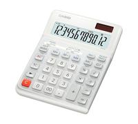 CASIO DE-12E-WE Ergonomischer Tischrechner, Weiß, 12-stelliges Display | 12-stelliges Display, Stufentastatur, senkrechter Tastenhub, Steuerberechnung, Währungsumrechnung, Solar-/Batteriebetrieb.