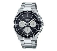Montre - CASIO - Fond noir avec 3 cadrans - Etanche 50 m - Acier inoxydable - Quartz