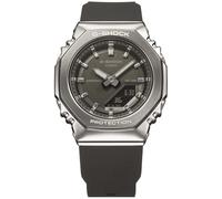 Casio G-Shock GM-S2110-1A1ER Montre Analogique-Numérique Homme, Boîtier Acier Inoxydable Argent, Bracelet Résine Noir, Résistant à L'eau 20 Bar