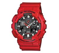 Casio G-SHOCK Homme Analogique-Digital Quartz Montre avec Bracelet en Plastique GA-100B-4AER Rouge