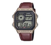 Casio Homme Analogique-Numérique Montre avec Bracelet en Cuir AE-1200WHL-5AVDF