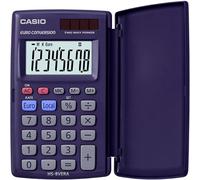CASIO HS-8VERA Mini-Taschenrechner, 8-stelliges Display, Solar/Batterie | 8-stelliges großes Display, Solar-Batteriebetrieb, Prozentrechnung, kompaktes Gehäuse, Euroumrechnung, Klappdeckel