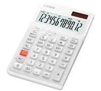 CASIO JE-12E-WE Ergonomischer Tischrechner, Weiß, 12-stelliges Display | 12-stelliges Display, Stufentastatur, senkrechter Tastenhub, Steuerberechnung, Währungsumrechnung, Solar-/Batteriebetrieb.