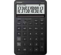 CASIO JW-200DQ-BK Tischrechner, Schwarz, 12-stellig, Solar/Batteriebetrieb | Großes 12-stelliges Display, Steuerberechnung, Zeitberechnung, stylisches Design, Gummifüße, Solar-Batteriebetrieb