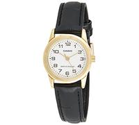 Casio LTP-V001GL-7BUDF Montre analogique pour Femme en Cuir à Quartz Noir, Bracelet, Bracelet