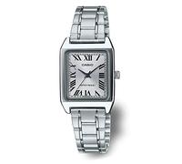 Casio LTP-V007D-7B Montre pour femme rectangulaire en acier inoxydable avec cadran blanc romain, Argenté