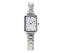 Casio LTP-V009 Series Montre analogique standard avec cadran rectangulaire pour femme Modèle outre-mer, Argent x Blanc LTP-V009D-7E, Type de bracelet