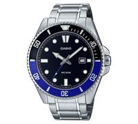Casio MDV107D-1A2V Men's Stainless Steel 200M Blue Bezel Black Dial 3-Hand Analo