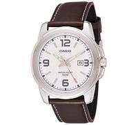 Casio Montre analogique en Acier Inoxydable, Marron/Blanc, Sangle