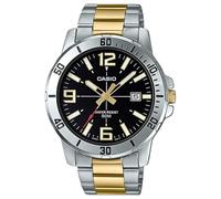 Casio MTP-VD01SG-1BV Men's Enticer Two Tone Stainless Steel Black Dial Casual Analog Sporty Watch