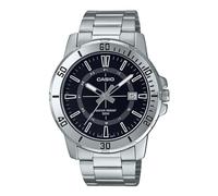 Casio Montre Homme MTP-VD01D-1CVUDF Cadran Noir Bracelet Argent Bracelet Argent, argenté, Bracelet