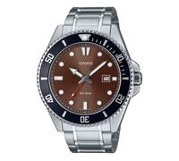 Casio Montre MDV-107D-5AV – Étanche 200 m, 49,5 mm, Acier inoxydable, Cadran marron, Argenté Homme