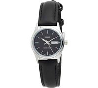 Casio Montre LTP-V006L-1B2 – Cadran noir, bracelet cuir, noir/argenté, mouvement à quartz