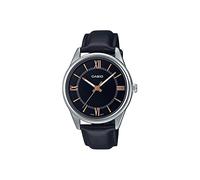 Casio Montre pour Homme MTP-V005L-1B5UDF Analogique Bracelet en Cuir Noir, Noir/Transparent, Sangle