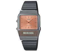Casio Montre Quartz Femme 32.00mm avec Cadran Rose analogique/numérique et Bracelet en Bracelet en Acier Noir et Argent AQ-800ECGG-4AEF