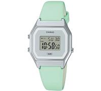 Casio Montre Quartz Femme 33.50mm avec Cadran Gris Digitale et Bracelet en Bracelet en Cuir Vert LA680WEL-3EF