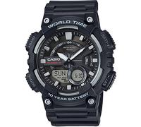 Casio Montre Quartz Homme 47.00mm avec Cadran Noir analogique/numérique et Bracelet en Rubber Strap Noir AEQ-110W-1AVEF