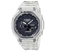 Casio Montre Quartz Homme 48.00mm avec Cadran Noir Digitale et Bracelet en Plastic/Resin Bracelet Transparent GA-2100SKE-7AER