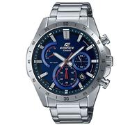 Casio Montre Quartz Homme 51.00mm avec Cadran Bleu analogique et Bracelet en Bracelet en Acier Argent EFR-573D-2AVUEF