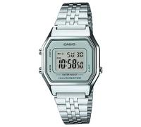 Casio Montre Quartz Unisexe 28.00mm avec Cadran LCD Digitale et Bracelet en Bracelet en Acier Argent LA680WEA-7EF